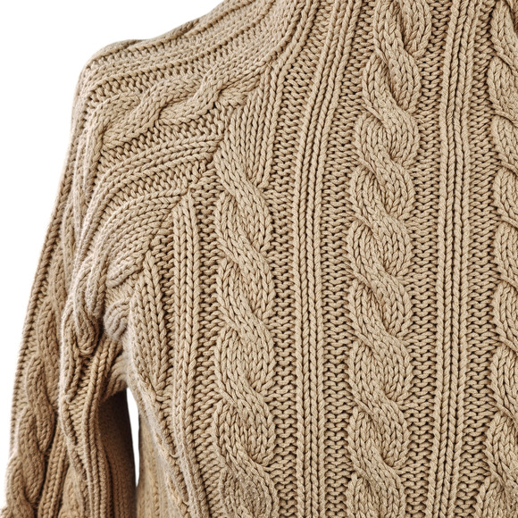 taupe cable funnel sweater Small  neutral classic modest bulky normcore - Picture 3 of 8